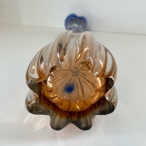 Stretch Vase in Purple/Blue, Clear, and Peach/Orange, Murano Style Art Glass - Picture 3 of 5